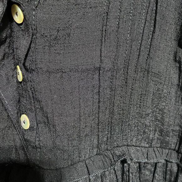 Avenue Blouse Womens 14 Black Peasant Top Boho Flowy 3/4‎ Sleeve V Neck Popover - Picture 4 of 11